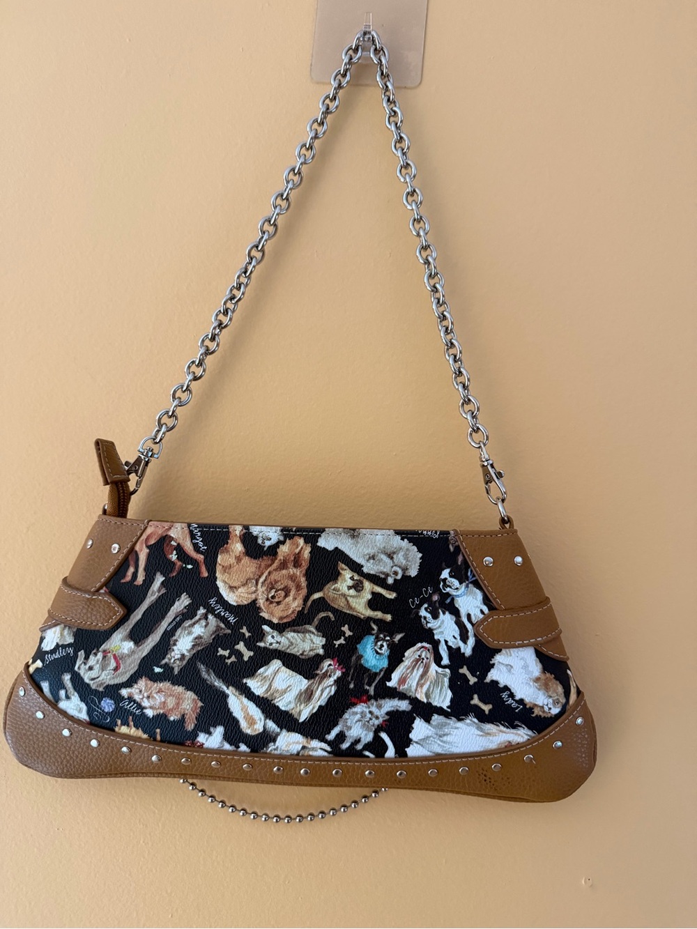 Y2K-style dog print shoulder bag by  Sydney Love, NWOT - Picture 2 of 5